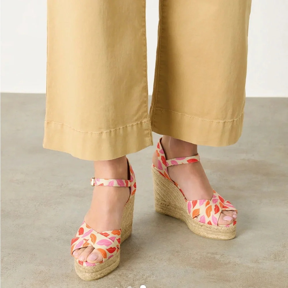 Castañer X Diane Von Furstenberg Blaudell Wedge Espadrilles Rose Multi